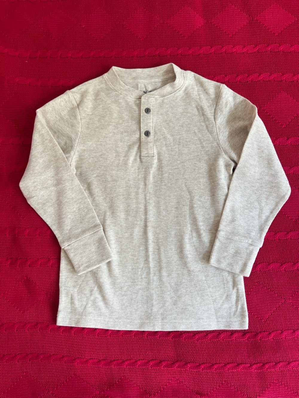 Place Neutral Tan Long-Sleeve Henley Shirt